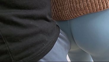 Soaked Pants on the Subway Train! Stranger Guy Rub His Dick and Ejaculate On Girl's Tights In Public Transport