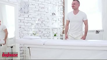 DOG HOUSE  - Busty Babe With Pierced Nipples Gets Rubbed Down And Splashed With A Messy Load