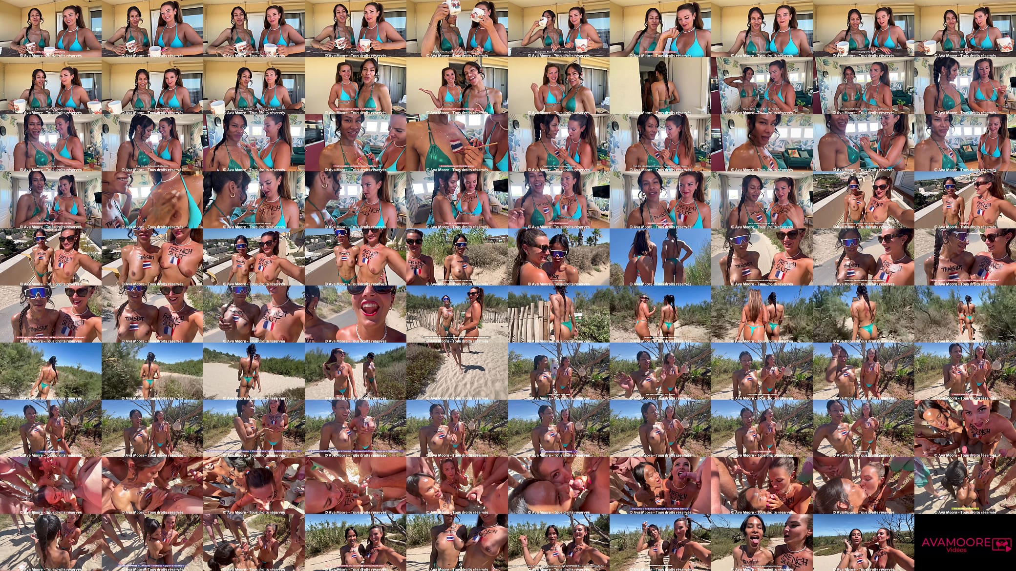 BUKKAKE JUICE OLYMPICS: French Slut vs Tha&iuml; Slut! Who will empty the most strangers on the beach to win the gold medal? 预览图