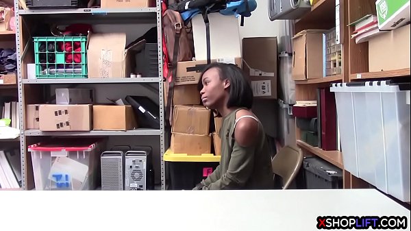 Hot ebony shoplifting teen hard smashed by a security guy
