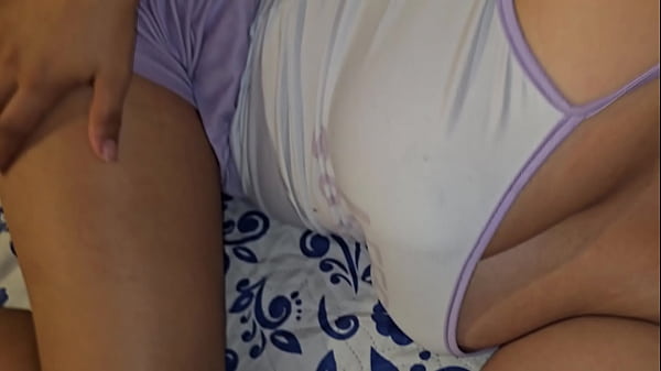 Mature lets me masturbate with her and I end up on her tits