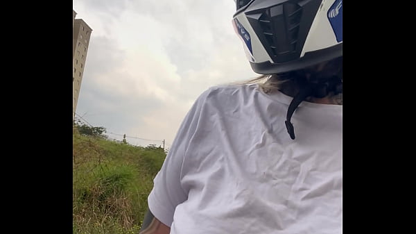 Female motorcycle girl from 99 picks up male passenger and asks him to scratch her nipples while riding! He gets a hard-on on top of the bike and cums all over it!