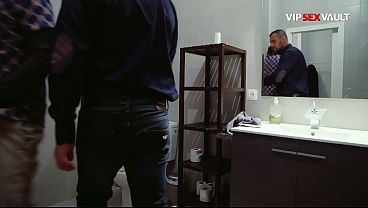 Slim Guy Gets His Ass Wrecked Doggy Style in the Bathroom by a Muscular Stud Who Won't Stop Fucking Him