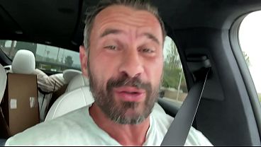 Brunette stewardess have intense fuck with muscular pilot in the airplane