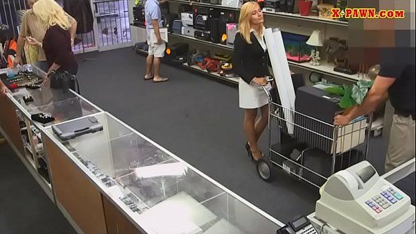 Hot blonde milf nailed in storage room