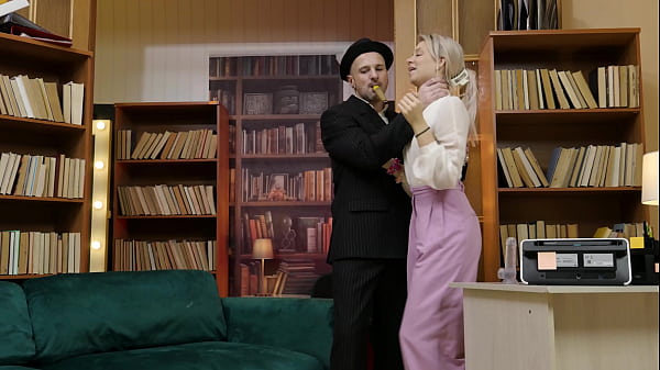 skinny secretary gets all holes stretched with pee on the end