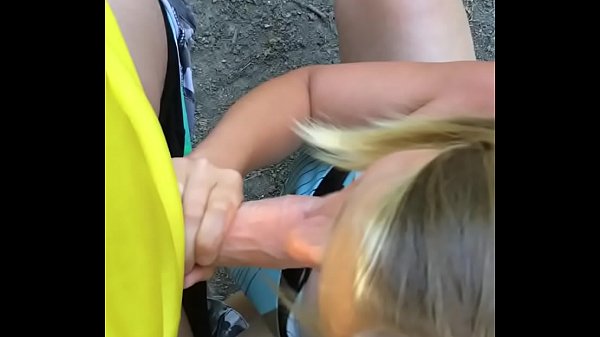Girlfriend sucks outdoor