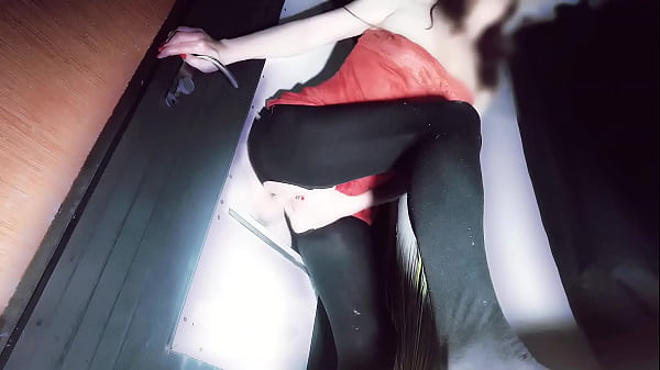 Milf Red Cat Pussy Rubbing Job with Cumshot at Gloryhole
