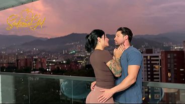 My Colombian wife's first suggestion was to have sex in public on the balcony, and we did it! MILF - Salome Gil