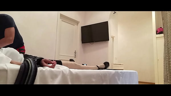 MILF in stockings and heels, tied up and fucked