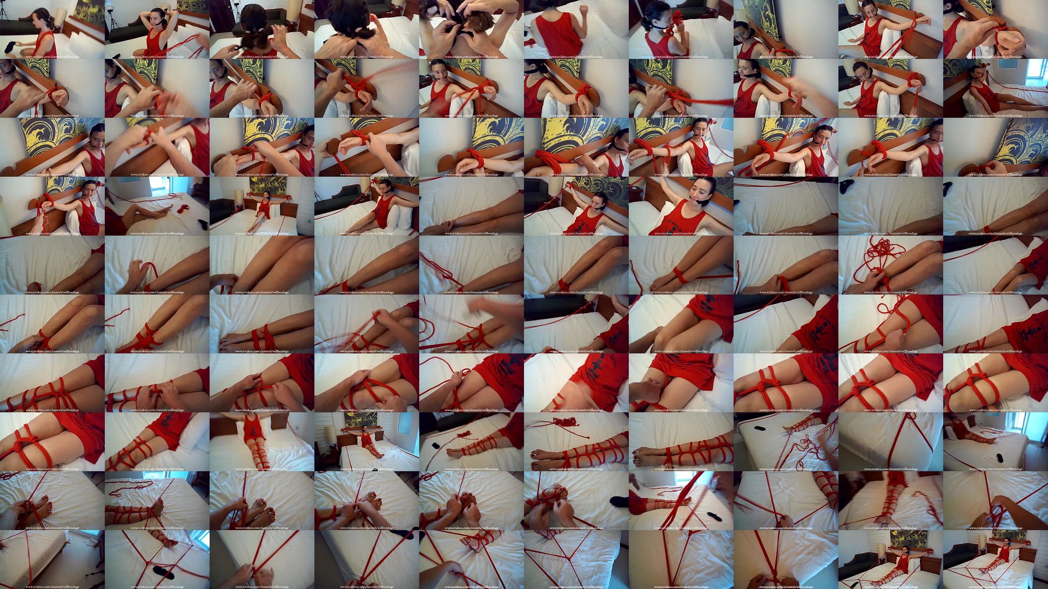 Sofi Bondage red ropes on the bed. POV 预览图