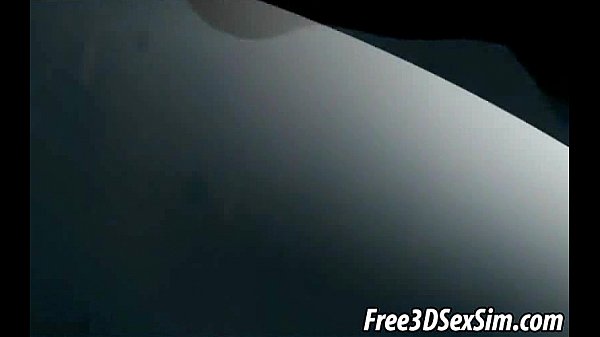 3D cartoon alien babe sucking and tugging two cocks