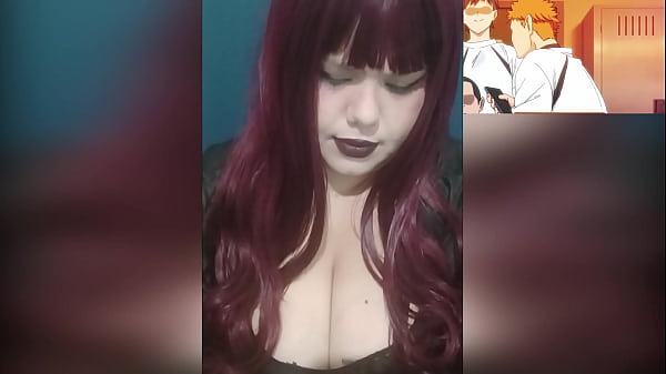 Redhead goth wife playing with her huge tits whille watch Hentai