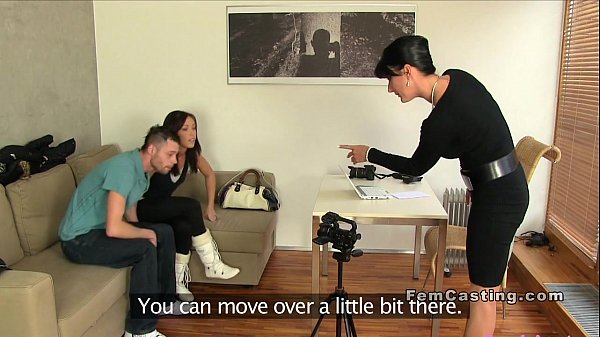Download Video - Milf female agent recording couple in her office