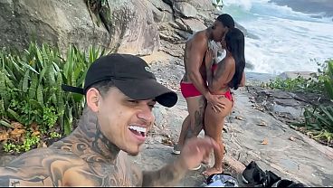 The married woman fulfilled her cuckolded husband's fetish of having sex with two men on a Rio de Janeiro beach.