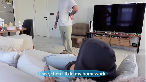 Her stepfather punished her in ASS for skipping classes!