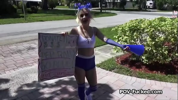 Getting sucked by blonde neighbor for money