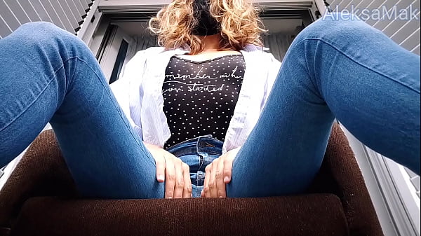 Redhead Teen Masturbates Pussy On The Balcony Close Up