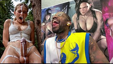 Dirty Blonde Transgender Girl Cumming All Over Her Face, AI Generated
