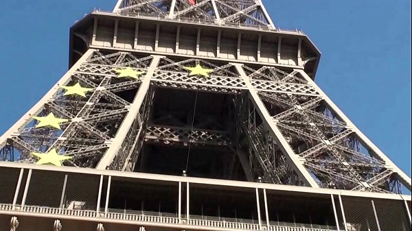 Public Banging - Eiffel Tower crazy public sex threesome group orgy with a cute girl and 2 hung guys shoving their dicks in her mouth for a blowjob, and sticking their big dicks in her tight young wet pussy in the middle of a day in front of everybody