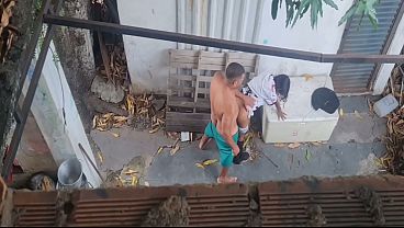 Having sex on the terrace with Jasmine Santanna