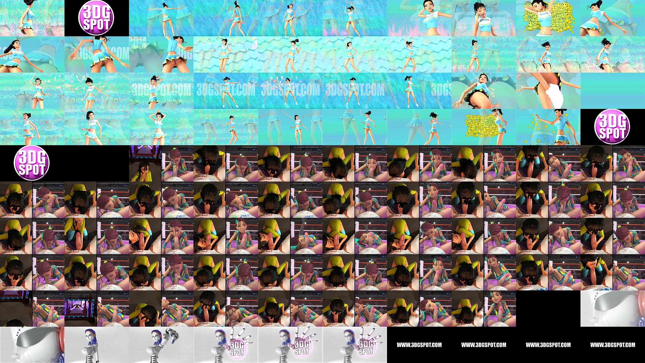 3DGSPOT - Hot Girls Deepthroat A Big Cock In SPLIT-SCREEN COMP! 3D CARTOON PORN! 预览图