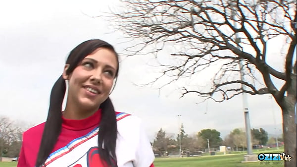 Cheerleading brunette gets cum in her mouth after the older man plowed her in doggy