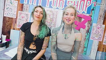 Inked Sluts Double Blowjob Then Anal Fuck Tattoo Session Ends with Cum Glazing New Leg Ink