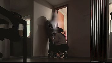 Coworkers Use Empty Office on Holiday – Standing Fuck by the Kitchen Door Ends with Cum on Her Face