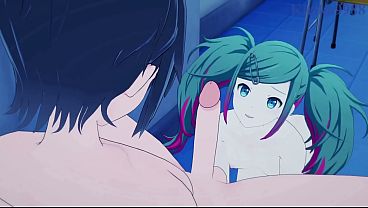 Hatsune Miku (Leo/need) and Hatsune Miku (Wonderlands x Showtime) intense sex. - Project SEKAI VOCALOID Hentai