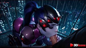Dressed in a sexy, latex Black Widow cosplay costume, she surrendered herself completely to me on the building's rooftop.[AI]