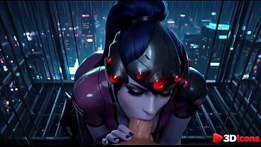 セクシーなラテックス製のブラック・ウィドウのコスプレ衣装を身にまとった彼女は、建物の屋上で私に完全に身を委ねた。[AI]