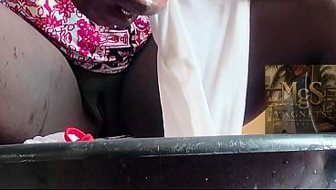Love flashing my shaved pussy on cam doing laundry home