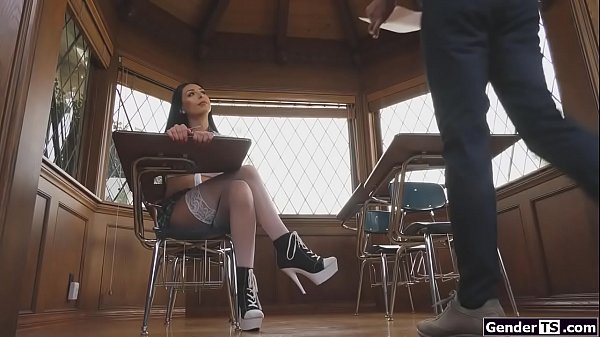 Ts jerks off on her professor