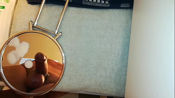 Cum on the mirror. Tied up balls