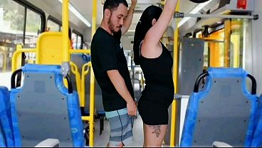 Brunette groping on the bus
