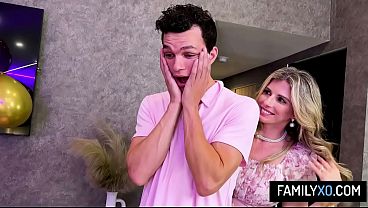 Horny Guy Fucks His Stepmom And Stepsister on His Birthday Party