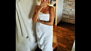 A nosy neighbor spies on me while I'm taking a shower and ends up fucking me hard and cumming all over me