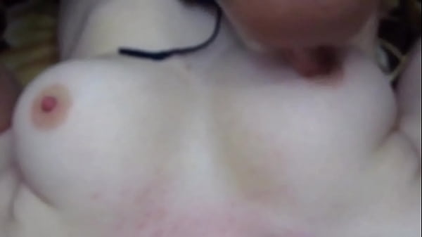 Husband licks his young wife's big natural tits and nipples