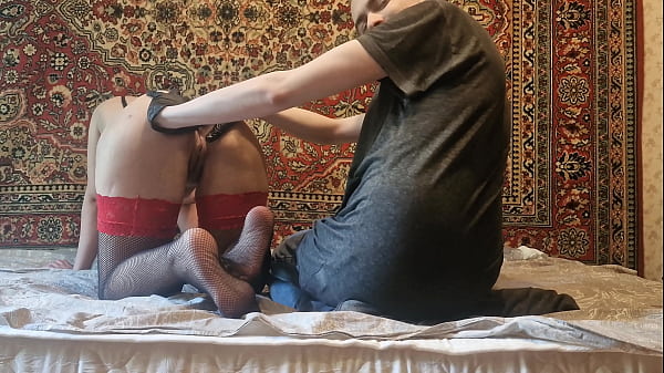 Man opens a girl's anal hole