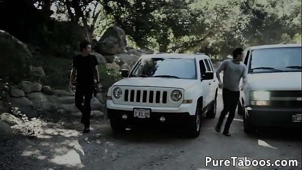 Hitch hiking blonde babe in cocksucking trio