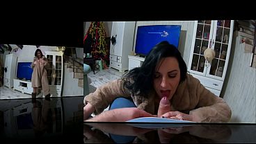 Naked in My Fur Coat, Deep Blowjob, Doggy Fuck and Cum on Satin Lining