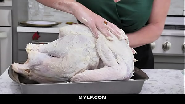Blonde stepMom Lets StepSon Stuff Her Turkey