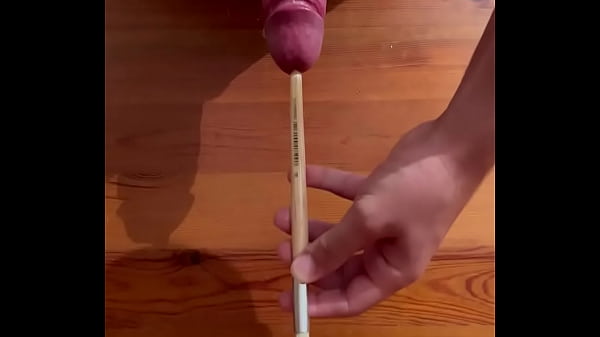 Sounding and cumshot with a stick
