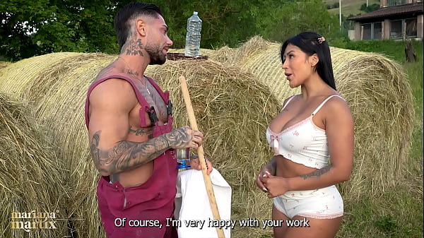 Latina cuckold fucks her farmer outdoors before her husband arrives - Mariana Martix