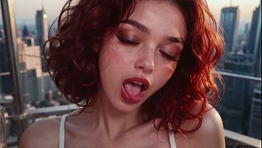 セクシーな赤毛の女の子が、大きくて硬いペニスに夢中になる。[AI]