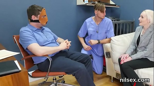Slutty cutie was brought in butthole loony bin for awkward therapy