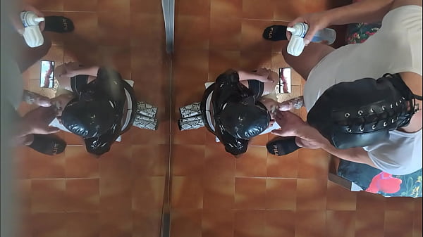 Milf in sexy clothes, stockings and high heels fucked in the mouth and doggy style with repeated orgasms