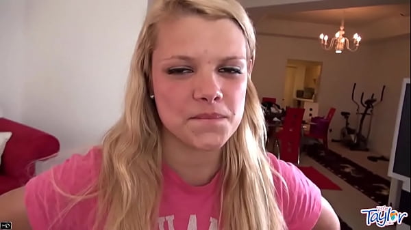 Blonde Girl Little Taylor loves sucking on Big White Cock