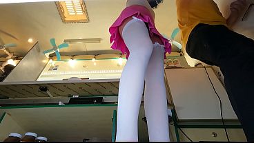 Cute brunette Alice with sexy legs and awesome ass  upskirted at work